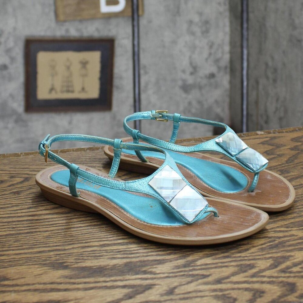 A New Approach Womens Vintage Thong Jewel Sandals 167416be471101 Blue / Brown 6M